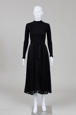Load image into Gallery viewer, Ever New black long sleeve dress with pleated skirt detail (4)
