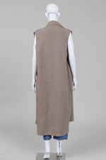 Load image into Gallery viewer, Eileen Fisher camel sleeveless vest with front pockets (XS)
