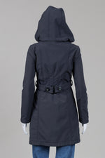 Load image into Gallery viewer, Lost &amp; Found black double breasted jacket with detachable hood (XS)
