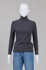 Load image into Gallery viewer, Lord &amp; Taylor charcoal grey cashmere turtleneck sweater (S)
