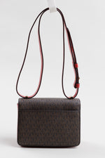 Load image into Gallery viewer, MICHAEL KORS mini flap red and monogram leather handbag w/ crossbody strap
