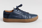 Load image into Gallery viewer, OUTCLASS Men’s navy blue leather sneaker w/ rubber sole (44)
