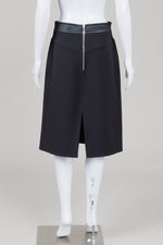 Load image into Gallery viewer, Judith &amp; Charles black knee length skirt with front slit and zipper (6)
