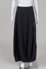 Load image into Gallery viewer, Zojka Borkowska charcoal grey balloon midi skirt with flower detailing M)
