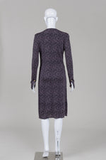 Load image into Gallery viewer, Tory Burch purple, black &amp; white printed long sleeve dress (S)
