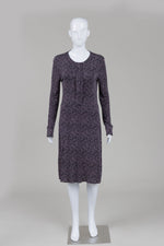 Load image into Gallery viewer, Tory Burch purple, black &amp; white printed long sleeve dress (S)
