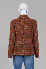 Load image into Gallery viewer, Doncaster vintage brown, cream and orange tweed button up jacket with front pockets (10)
