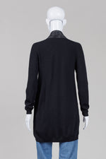 Load image into Gallery viewer, D. Exterior black cardigan with front pockets and hook closure (M)
