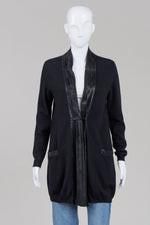 Load image into Gallery viewer, D. Exterior black cardigan with front pockets and hook closure (M)

