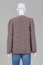 Load image into Gallery viewer, Escada taupe &amp; grey striped vintage cardigan
