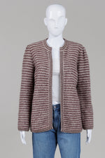Load image into Gallery viewer, Escada taupe &amp; grey striped vintage cardigan
