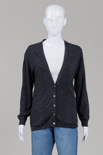 Load image into Gallery viewer, Hodgson of Scotland charcoal grey cardigan with gold buttons (36)

