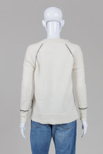 Load image into Gallery viewer, Veronica Beard crème V-neck sweater with black detailing (S)
