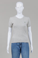 Load image into Gallery viewer, Lacoste light grey short sleeve sweater (38)
