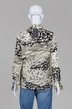 Load image into Gallery viewer, Judith &amp; Charles black and cream printed long sleeve button up shirt (2) *new with tags $210

