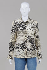 Load image into Gallery viewer, Judith &amp; Charles black and cream printed long sleeve button up shirt (2) *new with tags $210
