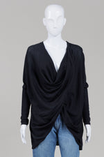 Load image into Gallery viewer, All Saints black long sleeve drape sweater (S)
