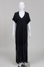 Load image into Gallery viewer, Massimo Dutti Black Crepe Cap Sleeve Maxi Dress (S)
