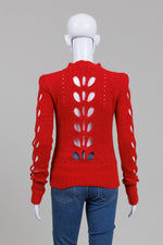 Load image into Gallery viewer, Isabel Marant Red Pointelle Mockneck Sweater (36)
