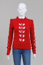 Load image into Gallery viewer, Isabel Marant Red Pointelle Mockneck Sweater (36)

