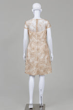 Load image into Gallery viewer, Adrianna Papell Beige Metallic Embroidered Cap Sleeve Sheath Dress (8)
