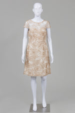 Load image into Gallery viewer, Adrianna Papell Beige Metallic Embroidered Cap Sleeve Sheath Dress (8)

