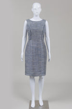 Load image into Gallery viewer, Monique Lhuillier Blue Woven Sleeveless Sheath Dress (8)
