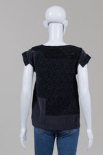 Load image into Gallery viewer, See by Chloe Black Cap Sleeve Top w/ Lace Insets (40)
