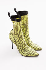Load image into Gallery viewer, Balmain neon yellow and black sock-style stilettos (37.5)
