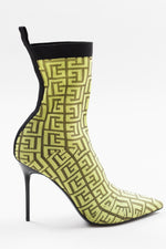 Load image into Gallery viewer, Balmain neon yellow and black sock-style stilettos (37.5)
