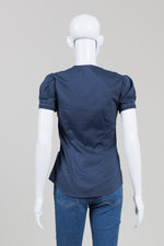 Load image into Gallery viewer, BCBGMaxAzria Navy Short Sleeve Blouse (XXS)
