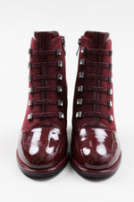 Load image into Gallery viewer, Aquaflex Canada wine suede and patent heeled boots (39)
