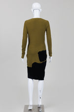 Load image into Gallery viewer, Sand River Junko Koshino Olive/Black Knit Long Sleeve Dress (S)
