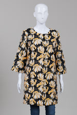Load image into Gallery viewer, TP Anthropologie Black/Peach Lotus Jacquard Coat (L)
