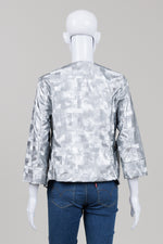 Load image into Gallery viewer, Kozan Silver Metalic Print Crop Jacket (S) *New w/ tags $275
