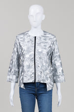 Load image into Gallery viewer, Kozan Silver Metalic Print Crop Jacket (S) *New w/ tags $275
