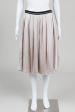 Load image into Gallery viewer, Umit Unal Greige Silk Skirt w/ Raw Edge (S)
