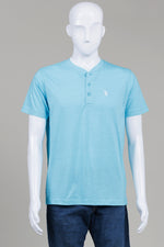 Load image into Gallery viewer, US Polo Assn. Aqua Collarless Polo Shirt (M)
