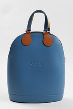 Load image into Gallery viewer, O BAG blue bucket bag w/ denim straps.
