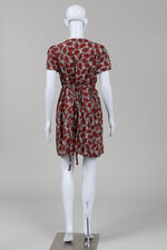 Load image into Gallery viewer, Naf Naf Red Fan Print Short Sleeve Fit &amp; Flare Dress (42)
