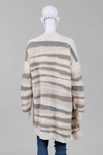 Load image into Gallery viewer, Fabiana Filippi Cream/Taupe Striped Open Front Cardigan (XXL)
