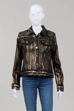 Load image into Gallery viewer, Blui Gold Coated Jean Jacket (M &amp; L available) *New w/ tags $447
