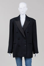 Load image into Gallery viewer, Sandro Black Double Breasted Tuxedo Jacket (42)

