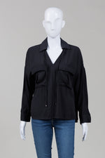 Load image into Gallery viewer, Massimo Dutti Black Popover Top w/ Patch Pockets (S)
