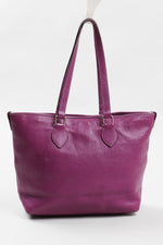 Load image into Gallery viewer, Dooney &amp; Bourke purple pebble leather tote bag with gold hardware.
