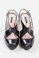 Load image into Gallery viewer, Giorgio Armani black peep toe  chunky heel pumps. *New w/ box $790 US (36)
