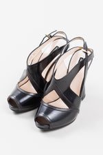 Load image into Gallery viewer, Giorgio Armani black peep toe  chunky heel pumps. *New w/ box $790 US (36)

