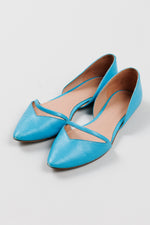 Load image into Gallery viewer, Sigerson Morrison turquoise pebble leather pointed toe d’orsay flats (6)
