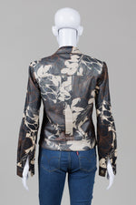 Load image into Gallery viewer, Joseph Ribkoff Coated Brown Tropical Print Jacket (6)
