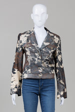 Load image into Gallery viewer, Joseph Ribkoff Coated Brown Tropical Print Jacket (6)

